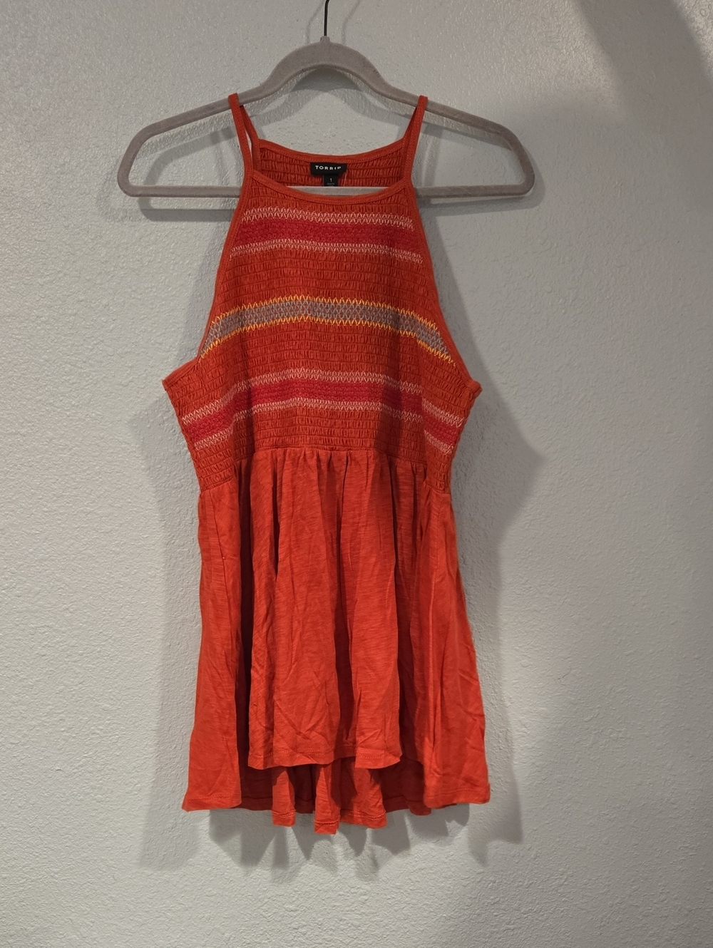 Torrid Orange Striped Smocked Tank Top